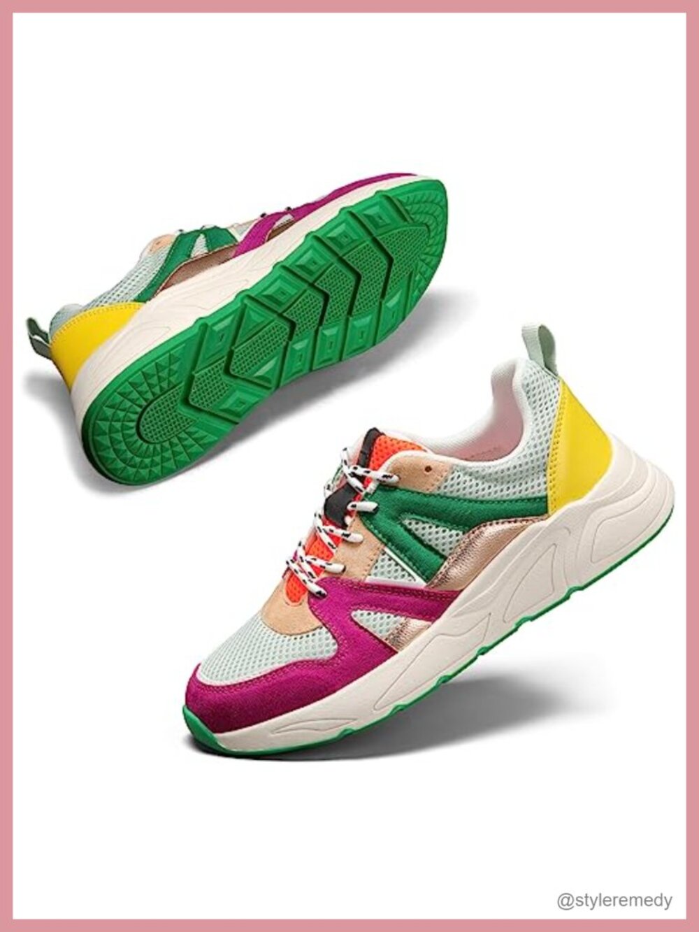 Women's Chunky Platform Sneakers Lace-Up Retro Walking Shoes